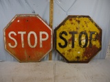 (2) STOP signs - Yellow (rust) 24