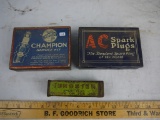 (3) spark plug tins: Tungsten, AC, & Champion