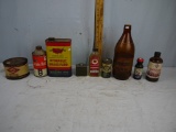(9) automotive or oil items in bottles & tins