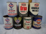 (7) empty one quart oil tins