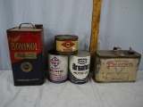 (5) empty oil tins