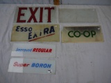 (5) gas pump glass inserts & (1) Exit sign: 3-1/4