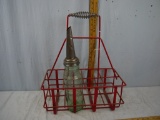 Metal 8 bottle carrier with (1) Standard Oil quart bottle with Master funnel