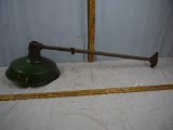 Green enamel yard light shade & arm.  12