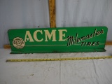Cities Service Acme Milemaster Tires 2 sided flange metal sign