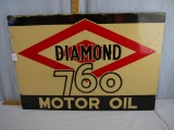 Double sided enamel Diamond 760 motor oil sign, 32