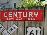 Metal Century Long Life Tires sign, 72