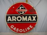 Enamel Skelly Aromax Gasoline double-sided sign, 30