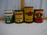 (4) empty quart oil cans