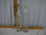 (2) glass one quart oil bottles, Shell and plain