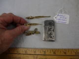 (4) pieces: Winchester lighter, Hickok rod/reel tie tac, (2) Remington tie tacks - AOM