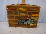 Plano Magnum 1152 two-sided tackle box full of jigs, skirts, weights,