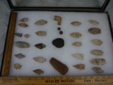 (28) Indian Artifacts: points, Hemitite, pipe bowl, balls -