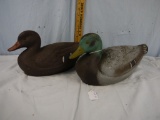 Pair paper mache‚ mallard decoys, General Fibre Co Ariduk, St. Louis 2 Mo.