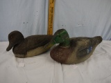 (2) paper mache‚ decoys - Carry Lite Blue Bill?, Mallard drake, D3 AT co, Lititz PA, glass eyes,