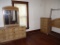 Bedroom set: dresser with mirror, highboy, bed frame with headboard