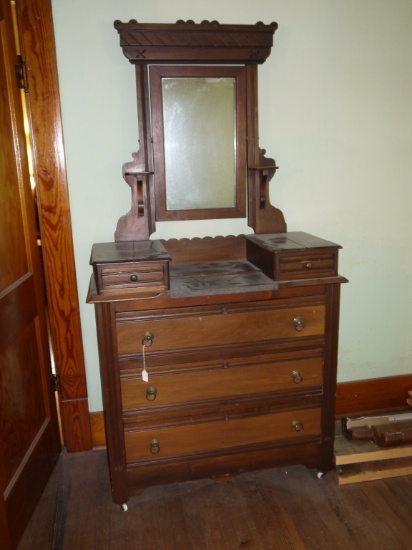 Deep well dresser with candle holders, 2 hanky drawers
