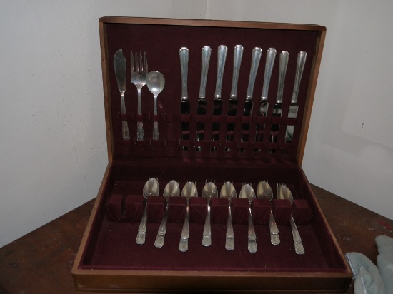 Westmoreland Sterling flatware w/8 each forks, spoons & knives, 3 serving pieces
