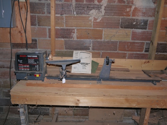 Craftsman 12" wood lathe, 1 hp, 37" between centers, 4 spd, up to 3450 RPM, 120 volt w/owners manual