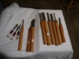 (9) wood handle lathe tools & plastic handle chisels