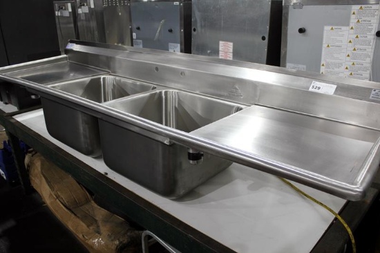 92" STAINLESS STEEL 2-COMPARTMENT SINK