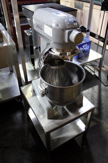 HOBART A-200T 20 QUART MIXER WITH BOWL, WHIP, AND STAINLESS STEEL STAND