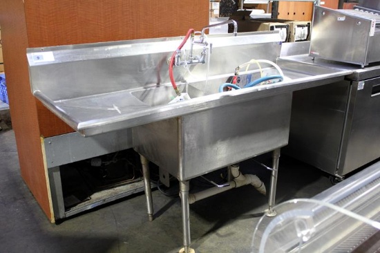 73" STAINLESS STEEL 2-COMPARTMENT SINK