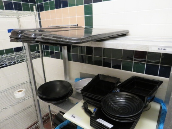 MISC BLACK TRAYS, BOWLS - ONE LOT