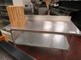 6FT STAINLESS STEEL TABLE W/BACKSPLASH