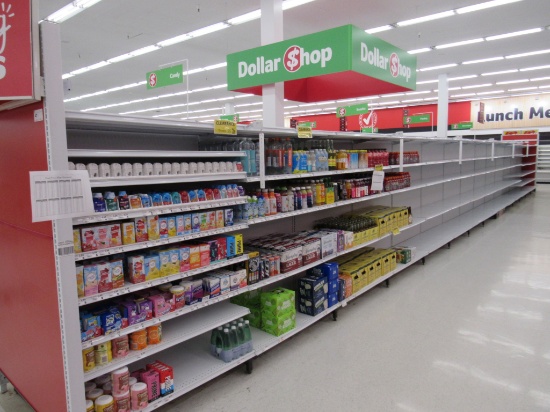 2022 MADIX GONDOLA SHELVING 72IN TALL 20/22 - 56FT W/4FT END CAP - SOLD BY THE FOOT