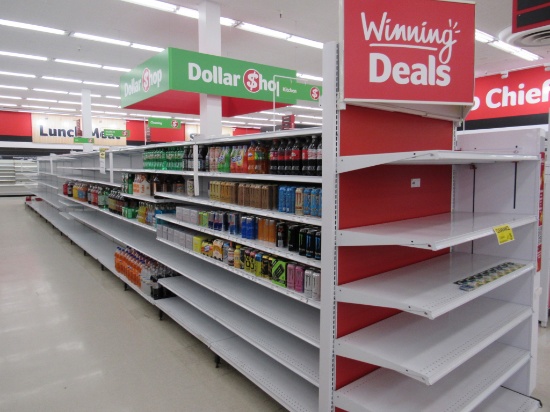 2022 MADIX GONDOLA SHELVING 72IN TALL 20/22 - 56FT W/4FT END CAP - SOLD BY THE FOOT