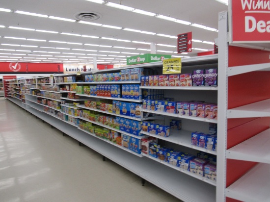 2022 MADIX GONDOLA SHELVING 72IN TALL 20/22 1 SIDE CHIP RACKS - 72FT W/4FT END CAPS - SOLD BY THE FO