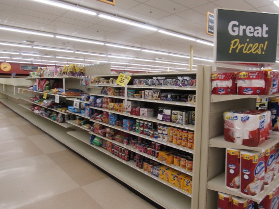 LOZIER GONDOLA SHELVING 72IN TALL 19/22, 25/28 - 60FT W/4FT END CAP - SOLD BY THE FOOT