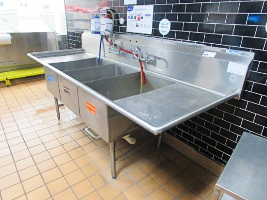 3 COMP STAINLESS STEEL SINK 104IN.