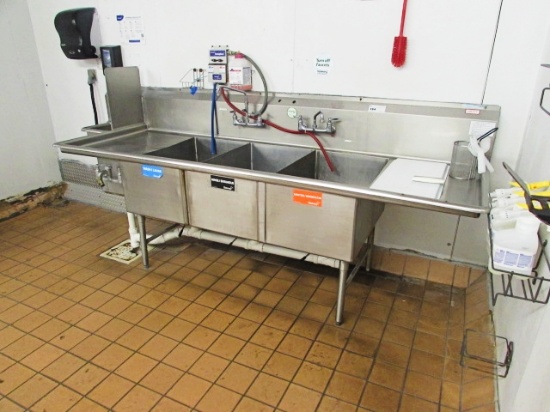 3 COMP STAINLESS STEEL SINK W/ BUILT IN HAND SINK 118IN.