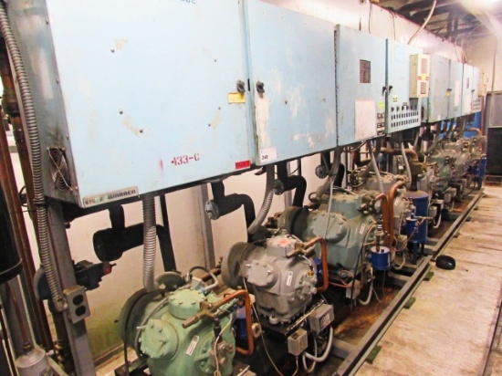 KYSOR WARREN COMPRESSOR RACK W/ 4 PUMPS TC400-067-SC-3-NHD-C 208V 3PHASE R-404