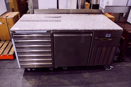 NEW THERMALRITE GPZ165A-ETL 65IN. SELF CONTAINED MARBLETOP WORKTOP 1-DOOR COOLER W/ STAINLESS STEEL