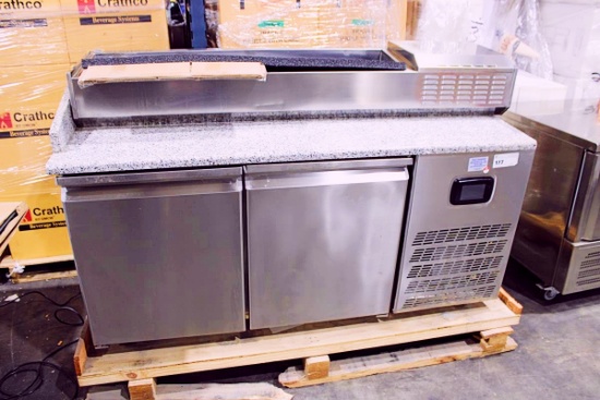 NEW SCRATCH & DENT THERMALRITE GPZ166A-ETL 65IN.MARBLE TOP SELF CONTAINED 2-DOOR COOLER W/ REF. TOPP