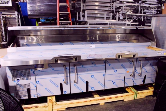 NEW RANDELL WPR2L4-PH120 SELF CONTAINED 10FT WIDE RAISED RAIL 4-DOOR PIZZA SANDWICH PREP
