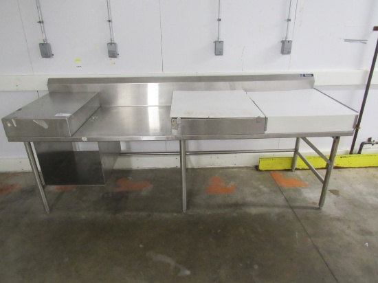 8FT S/STEEL WORK TABLE WITH CUTTING BOARDS