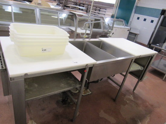 96-INCH 2-COMPARTMENT SINK W/CUTTING BOARDS