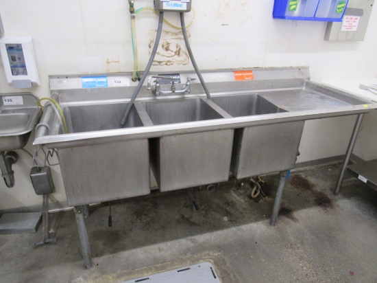 74-INCH 3-COMPARTMENT SINK
