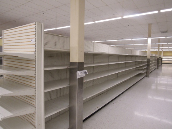 LOZIER GONDOLA SHELVING 84IN TALL 22/22, 25/25 - 102FT W/4FT END CAPS - SOLD BY THE FOOT