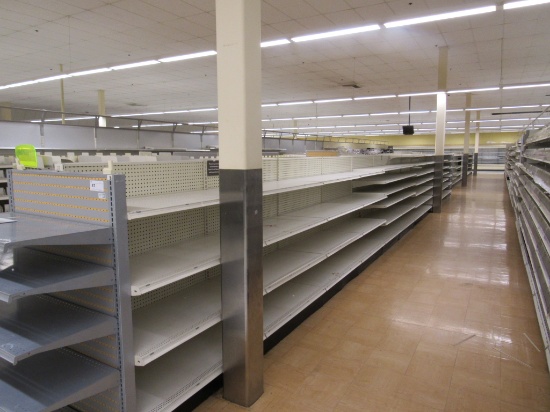 STREETER GONDOLA SHELVING 60IN TALL 16/16, 22/22 - 92FT W/4-3FT END CAPS - SOLD BY THE FOOT