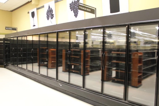 2014 HILL PHOENIX ORB-12 MULTIDEC BEVERAGE CASES W/ DOORS (2-12FT, 1-8FT) - REMOTE COOLED NO COMPRES