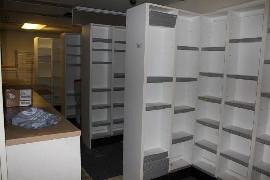 LOT OF PHARMACY SHELVING AND COUNTERS