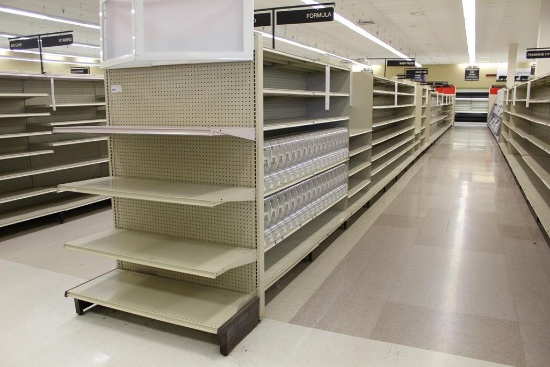 MADIX GONDOLA SHELVING 75IN TALL 22/18 ,  22/20- 88FT - SOLD BY THE FOOT