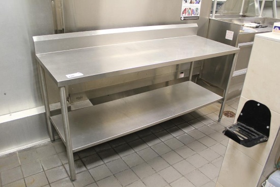 6FT X 24IN STAINLESS STEEL TABLE W/ BACKSPLASH