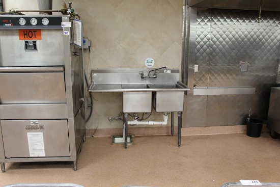 2 COMPARTMENT STAINLESS STEEL SINK W/ LEFT DRAINBOARD 54IN.