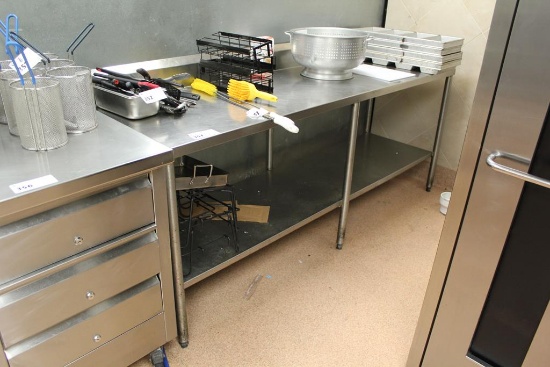 7FT X 24IN STAINLESS STEEL TABLE W/ BACKSPLASH